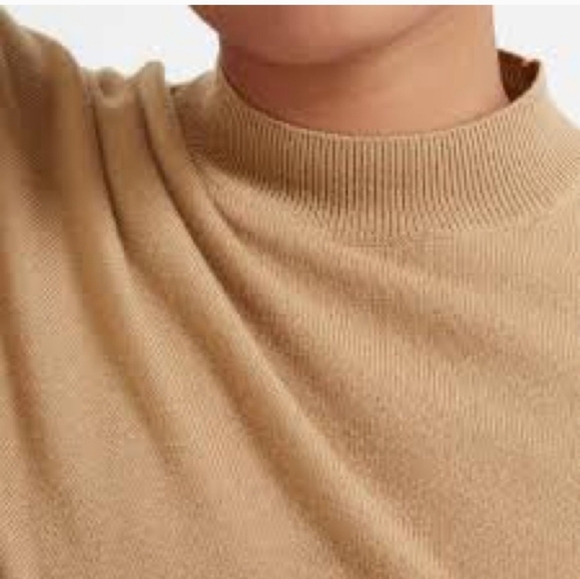 Everlane Preppy Classic Casual Winter Cashmere Mock Neck Sweater Camel Tan Small - Picture 6 of 11